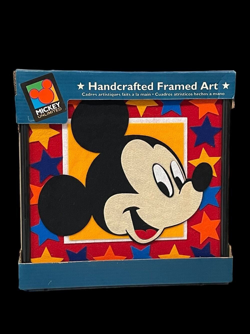 Rare Caron Disney Mickey Mouse Handcrafted Felt Fabric Framed Art Made in USA